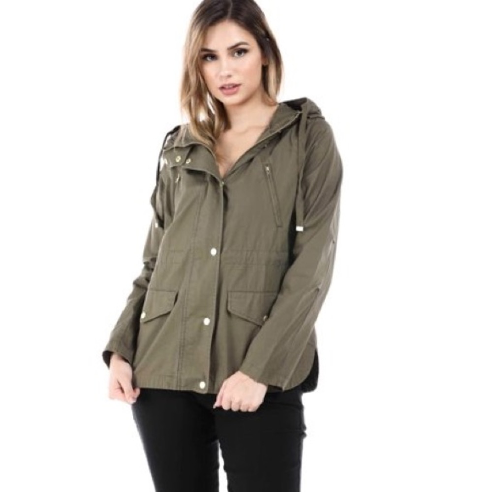 Love Tree Olive Hooded Parka Jacket
